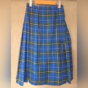 Nova Scotia Bonda | Blue Plaid Women's Skirt, Waist 13 1/2"